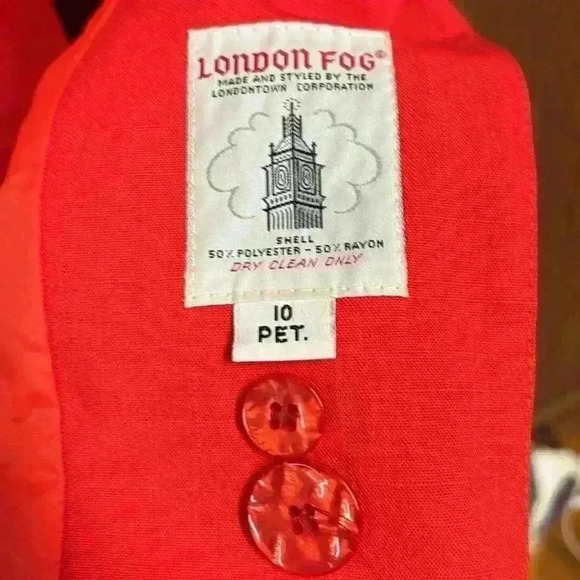 Vtg London Fog Maincoats Red Trench Coat Size 10 P Made In USA - Picture 3 of 14